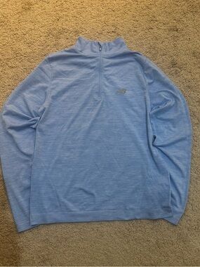 New Balance Heathered Steel Blue Athletic Top